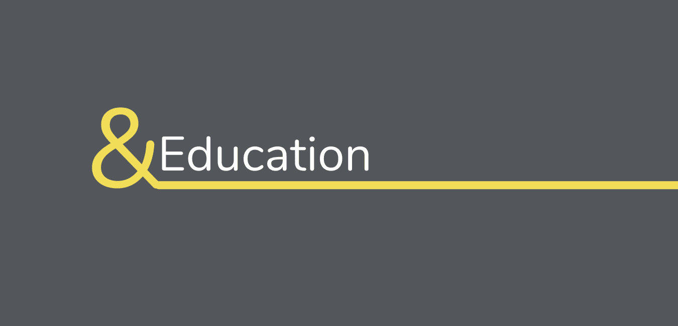 Gray background, yellow text displaying "Education"