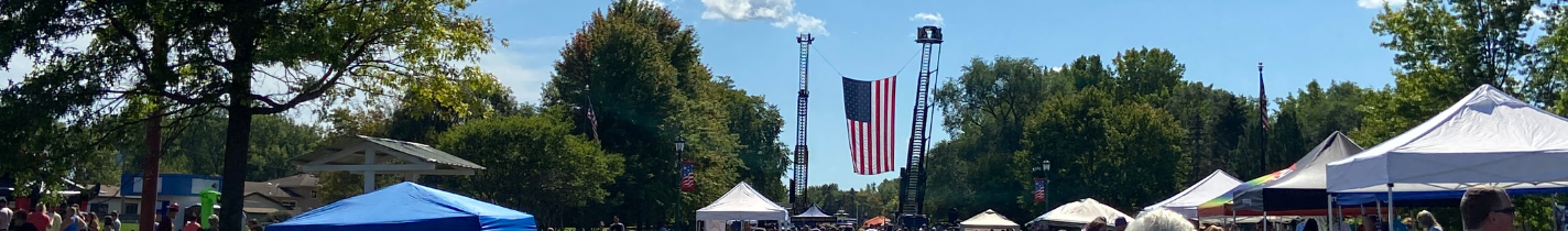 Landscape Image of American Flag hanging outside