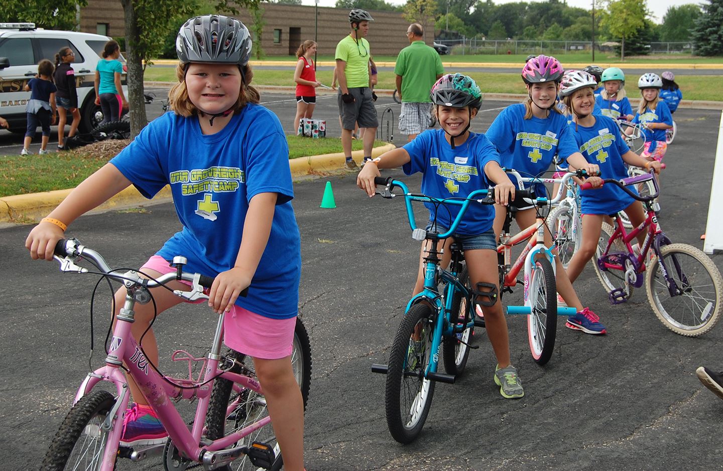 Photo of kids on bikes during Safety Camp