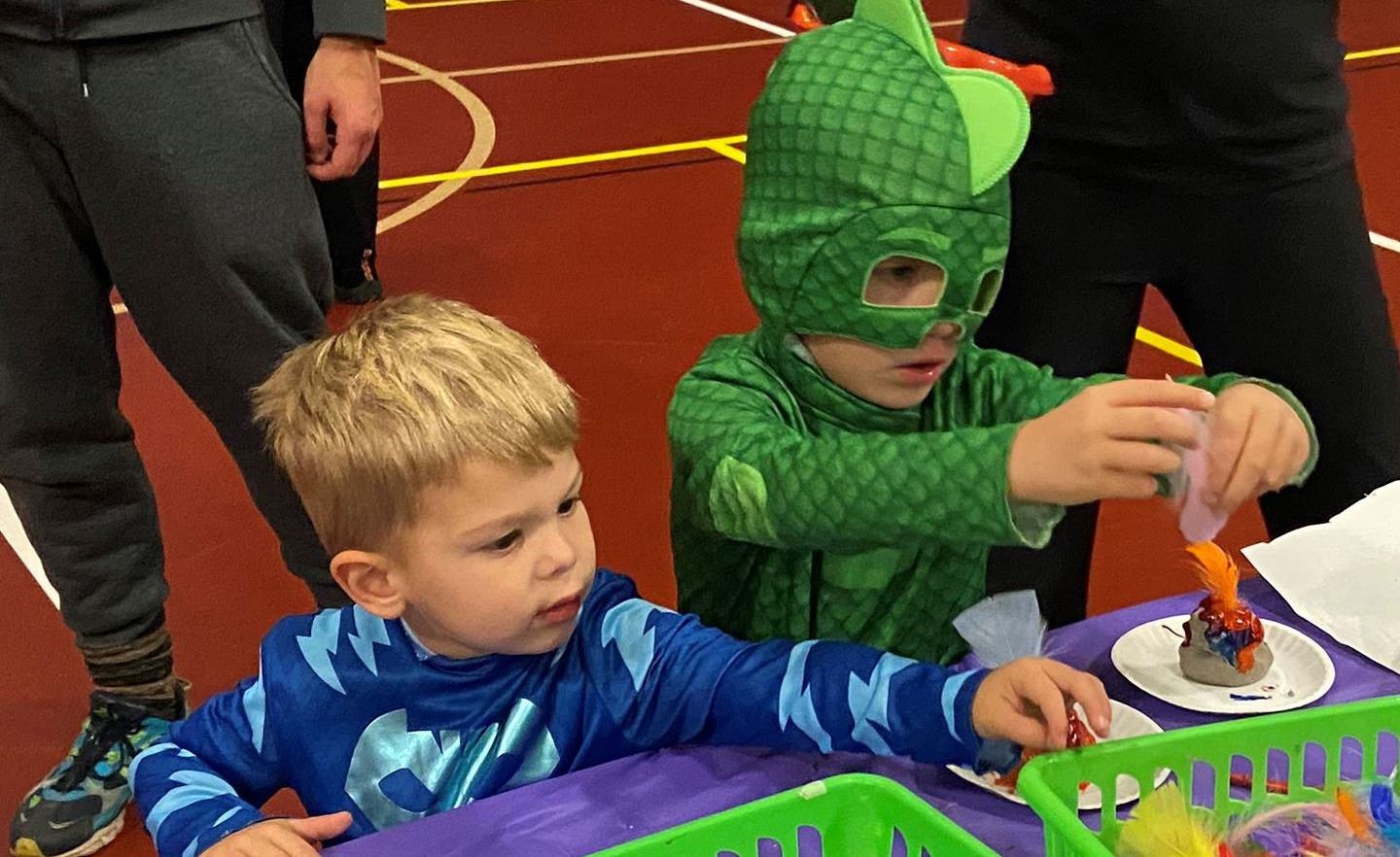 2 kids during Ghostly Gathering Crafts