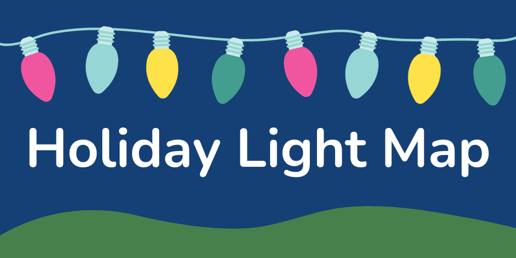 graphic reading holiday light map with christmas lights