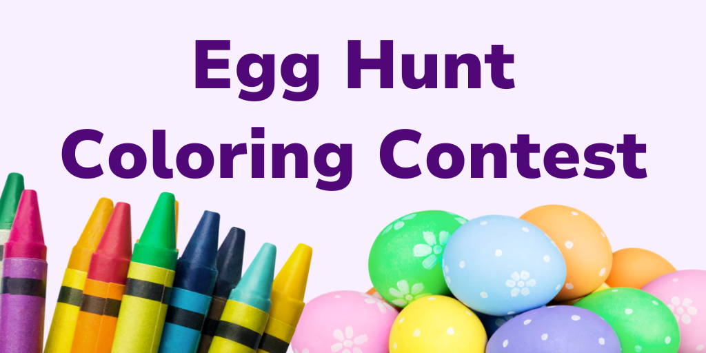 Egg hunt coloring contest with crayons and easter eggs