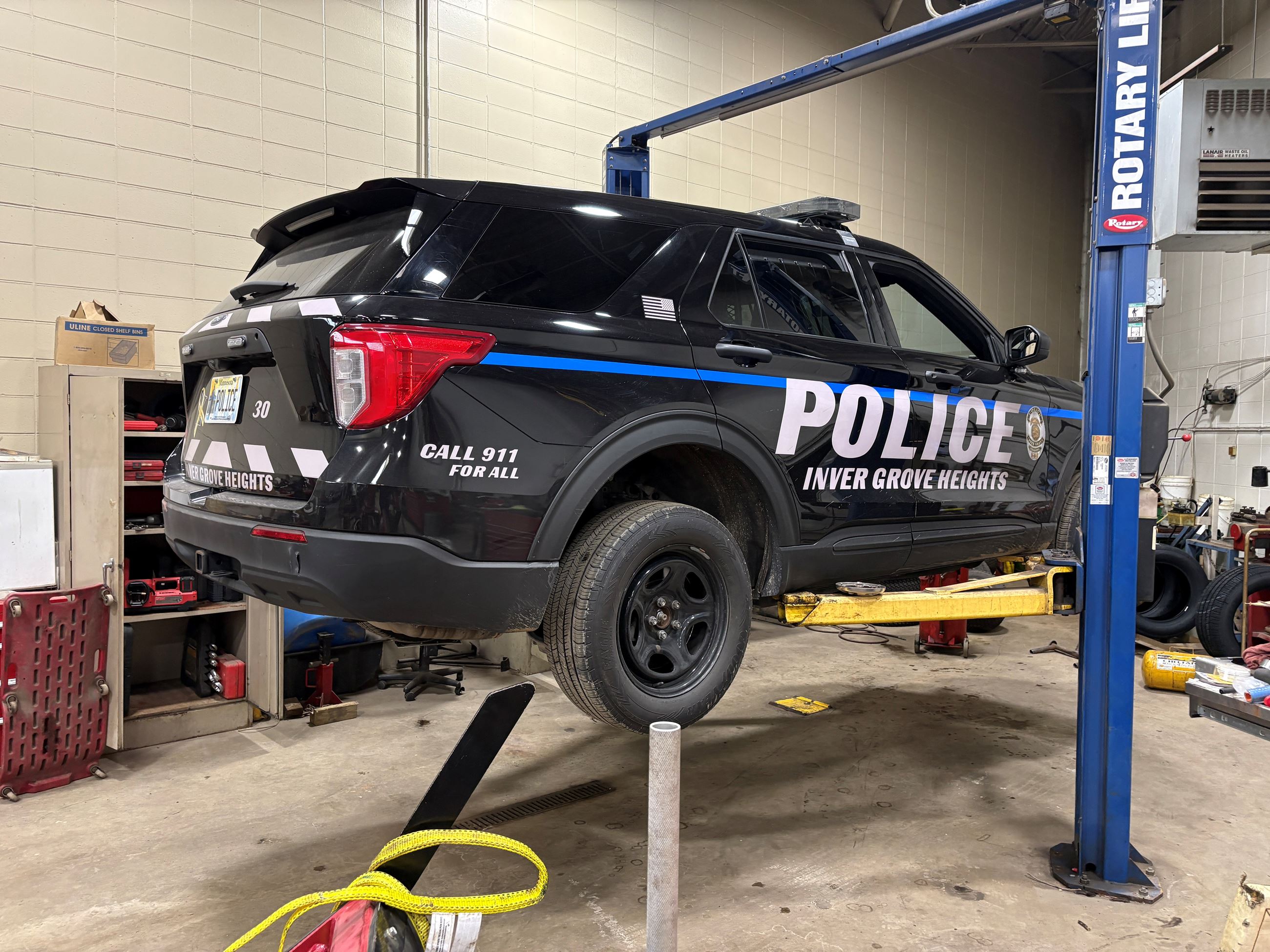 Police Squad Car on a Lift