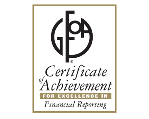 certificate of schievement for excellence in Financial Reporting