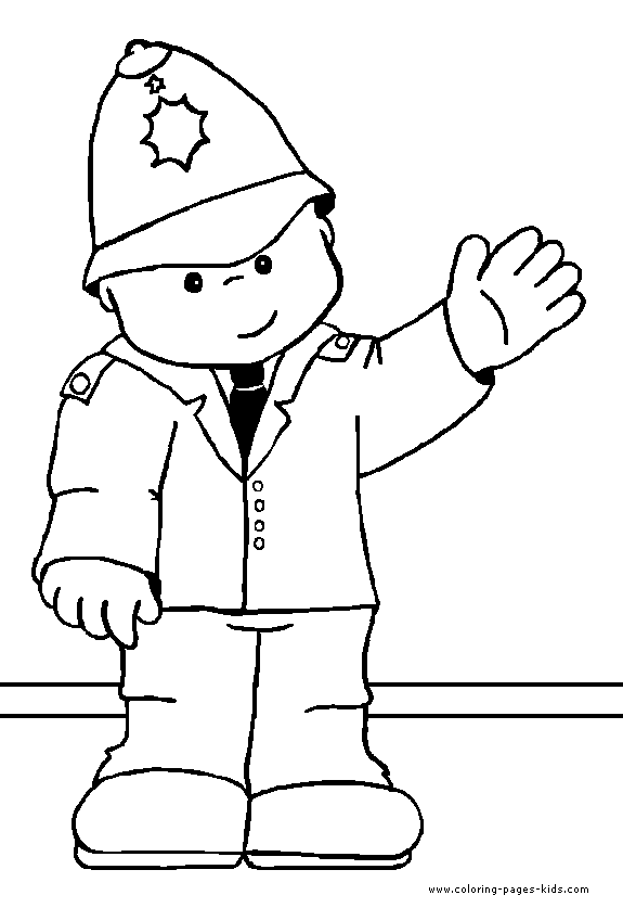 N2U Police Man Waving Coloring page