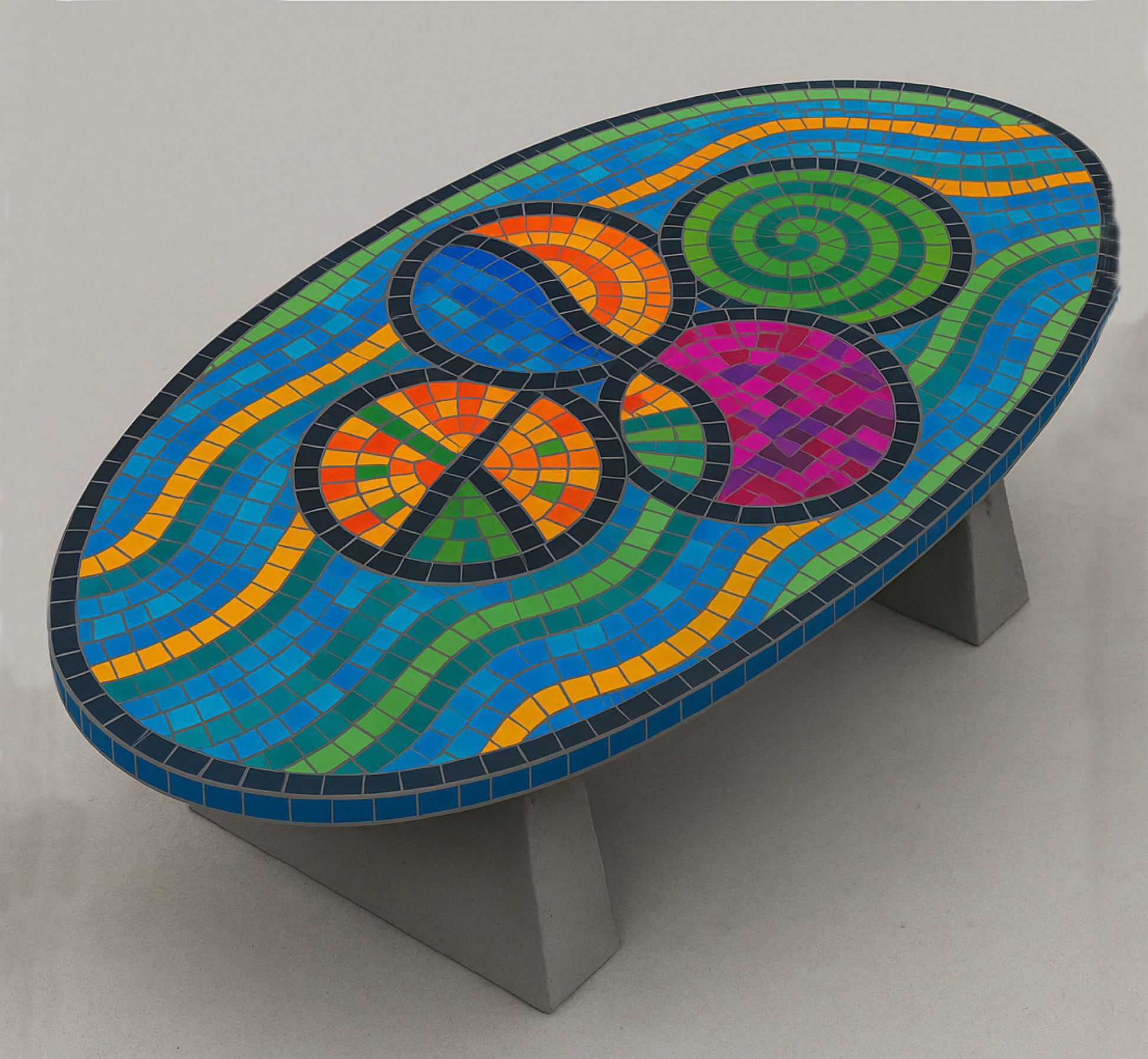 Mosaic unity trail bench design