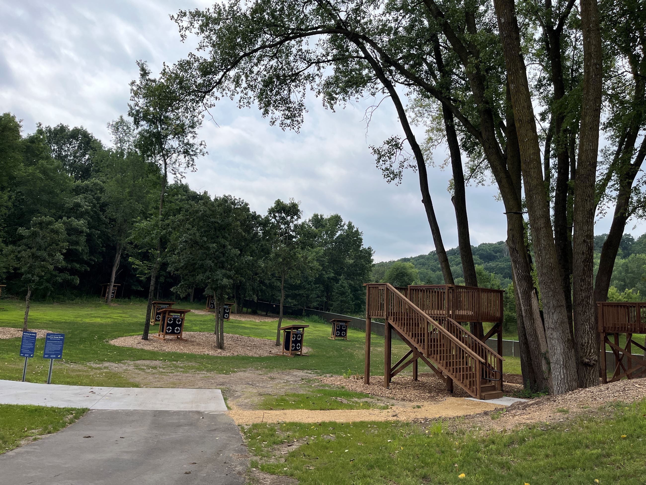 Raised shooting platforms at the South Valley Park archery range