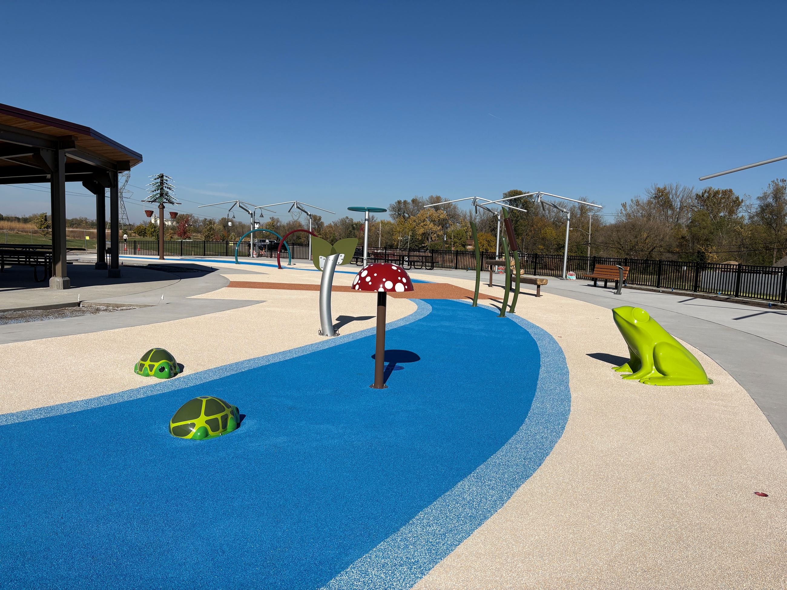 Ground elements and water features at the Heritage Village Park splash pad