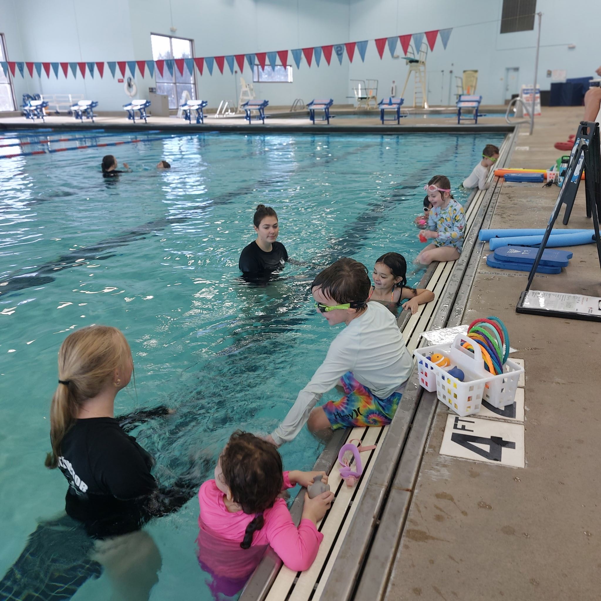 Children attending a swim lesson in the VMCC lap pool