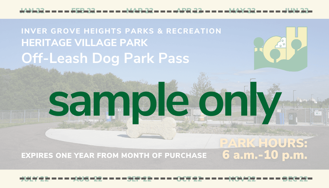 Dog Park Pass - not valid/sample only