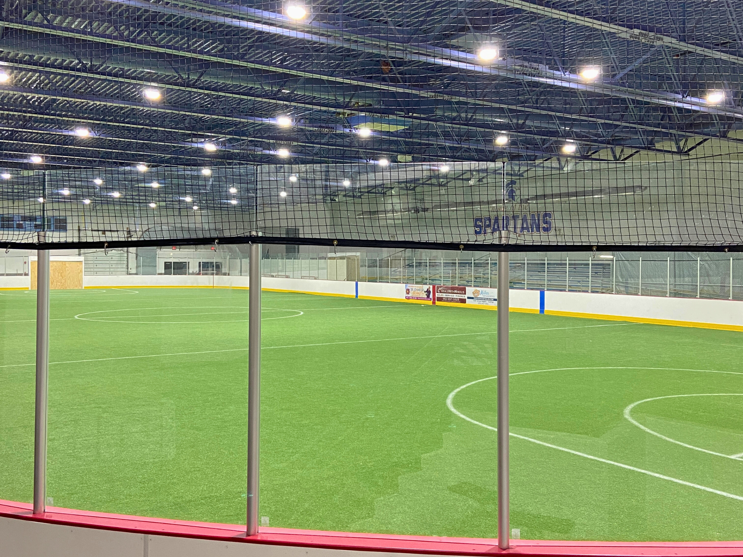 Indoor turf in the west rink at the VMCC.